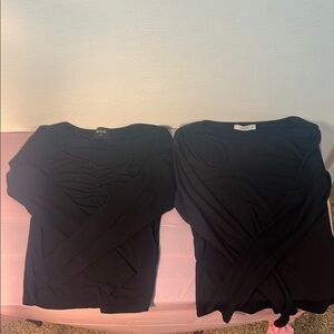 Black Long Sleeve Keyhoke Tops Set